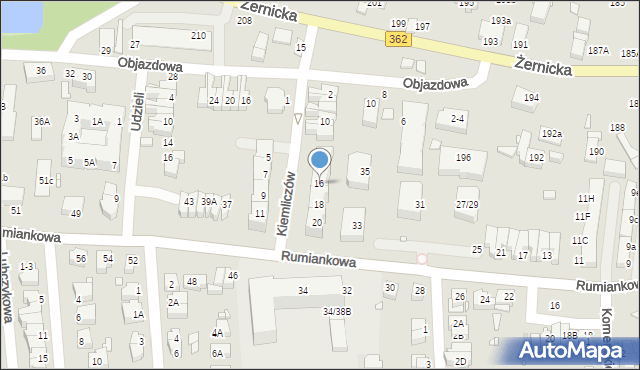 Wrocław, Kiemliczów, 16, mapa Wrocławia
