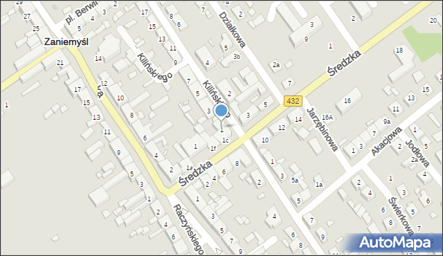 Zaniemyśl, Kilińskiego Jana, płk., 1, mapa Zaniemyśl