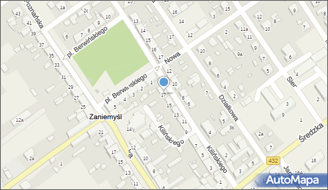 Zaniemyśl, Kilińskiego Jana, płk., 17, mapa Zaniemyśl