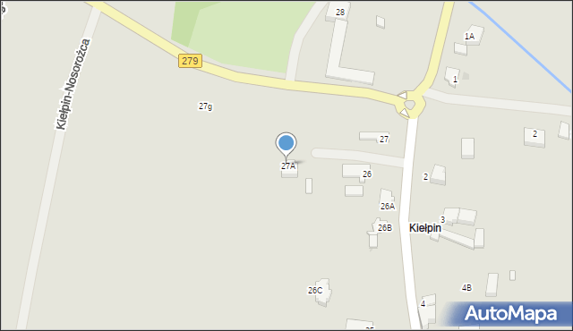 Zielona Góra, Kiełpin, 27A, mapa Zielona Góra