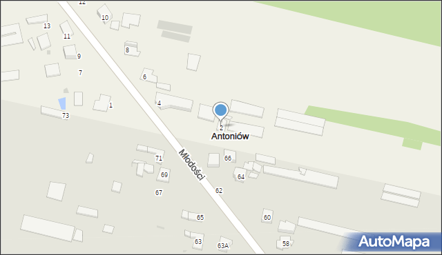 Antoniów, Klonowa, 2, mapa Antoniów