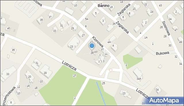 Banino, Klonowa, 19, mapa Banino