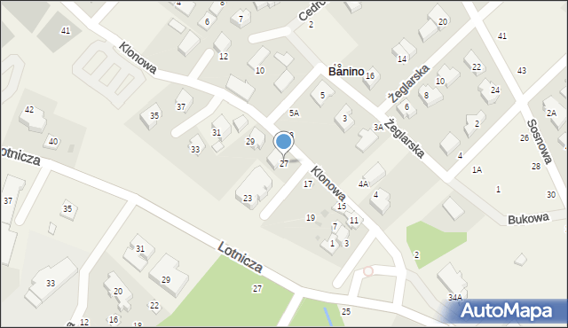 Banino, Klonowa, 27, mapa Banino