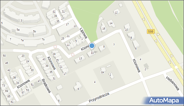 Bartąg, Klonowa, 11, mapa Bartąg