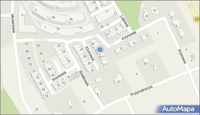 Bartąg, Klonowa, 21, mapa Bartąg
