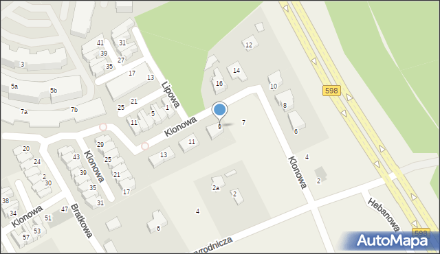 Bartąg, Klonowa, 9, mapa Bartąg