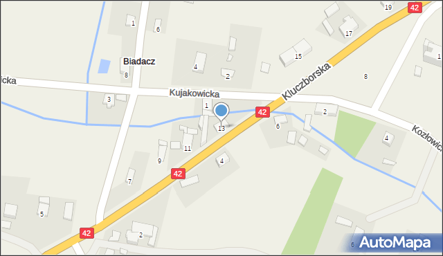 Biadacz, Kluczborska, 13, mapa Biadacz