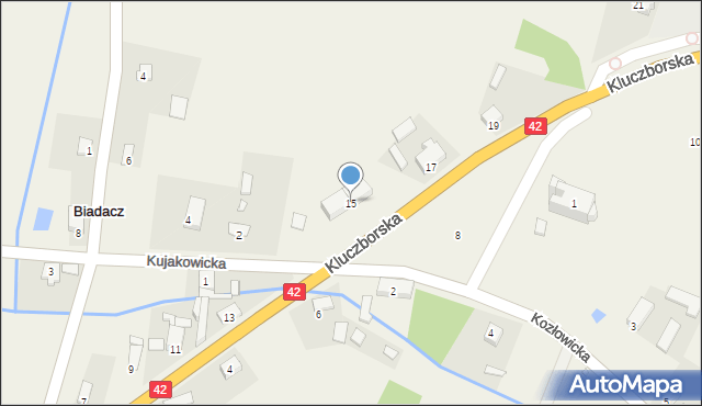 Biadacz, Kluczborska, 15, mapa Biadacz