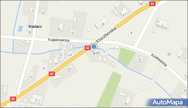 Biadacz, Kluczborska, 6, mapa Biadacz