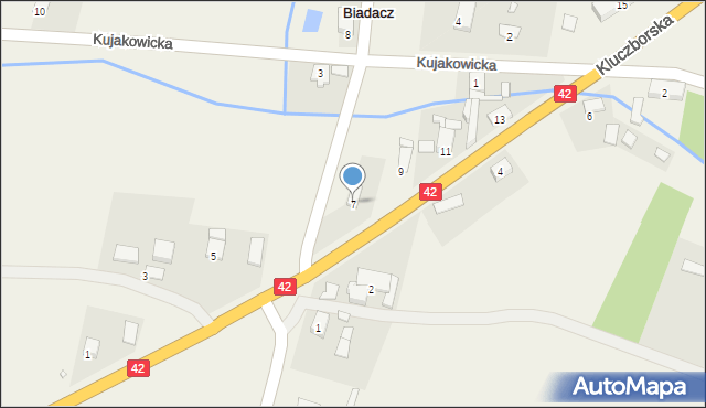 Biadacz, Kluczborska, 7, mapa Biadacz