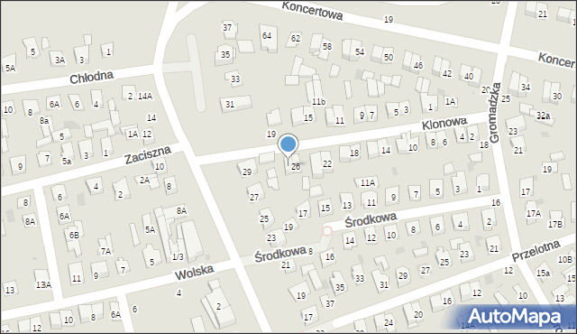 Biała Podlaska, Klonowa, 28, mapa Białej Podlaskiej