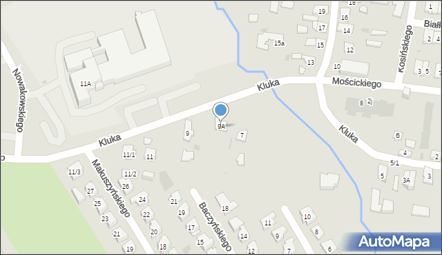 Białystok, Kluka Jana Krzysztofa, 9A, mapa Białegostoku