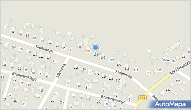 Bielsk Podlaski, Kleeberga Franciszka, 103, mapa Bielsk Podlaski