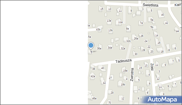 Bielsko-Biała, Klasyków, 5, mapa Bielsko-Białej