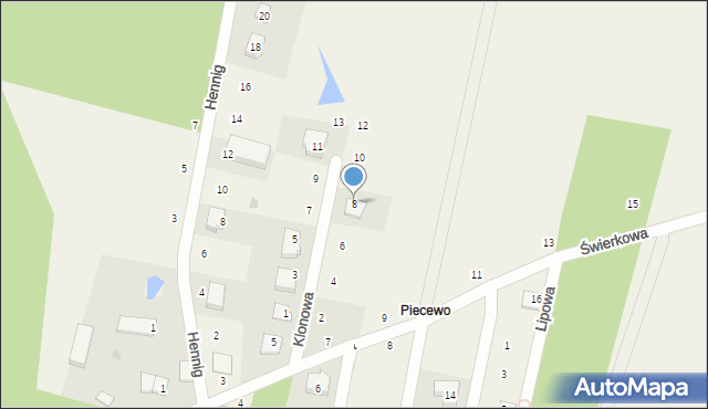 Bieszkowice, Klonowa, 8, mapa Bieszkowice