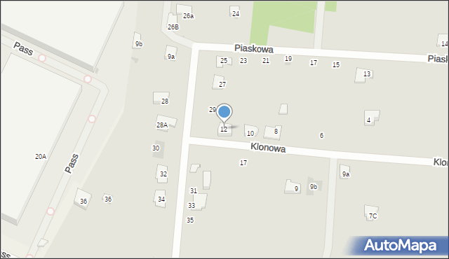 Błonie, Klonowa, 12, mapa Błonie