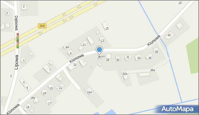 Borowa, Klonowa, 26, mapa Borowa