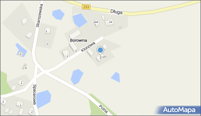 Borowina, Klonowa, 2, mapa Borowina