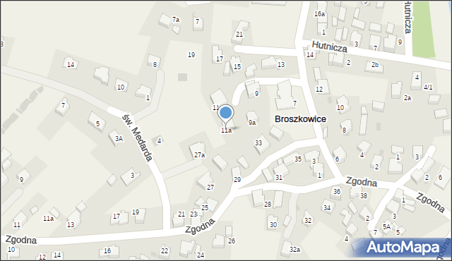 Broszkowice, Klubowa, 11a, mapa Broszkowice