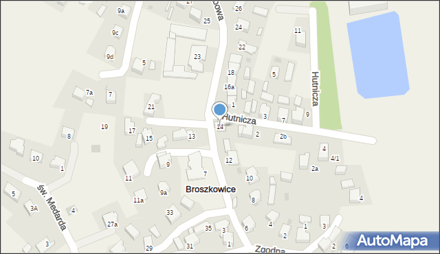 Broszkowice, Klubowa, 14, mapa Broszkowice