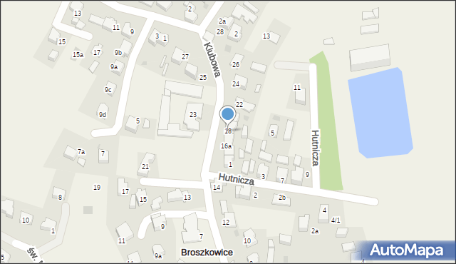 Broszkowice, Klubowa, 18, mapa Broszkowice