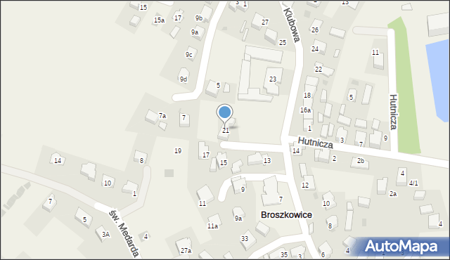 Broszkowice, Klubowa, 21, mapa Broszkowice