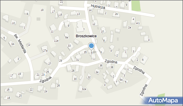 Broszkowice, Klubowa, 3, mapa Broszkowice
