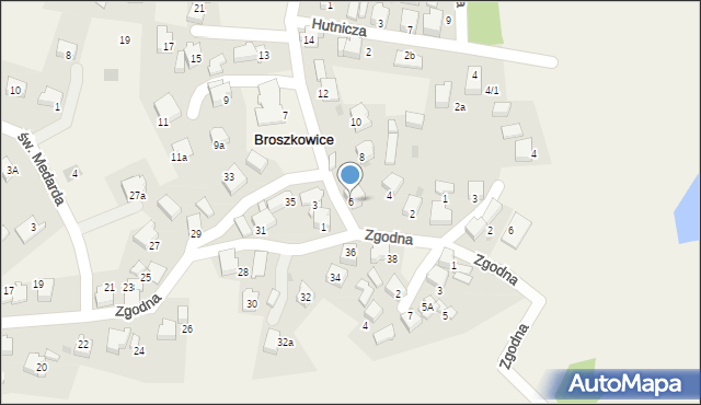 Broszkowice, Klubowa, 6, mapa Broszkowice