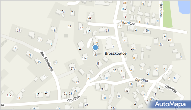 Broszkowice, Klubowa, 9a, mapa Broszkowice