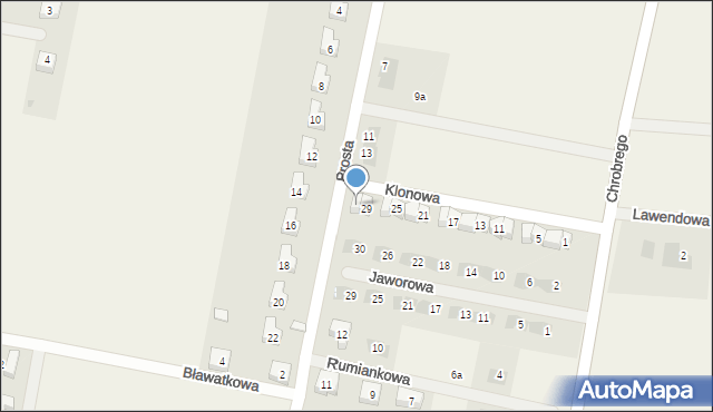 Brzezina, Klonowa, 31, mapa Brzezina