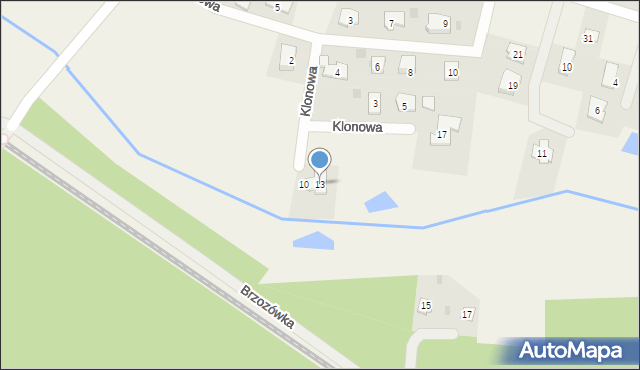 Brzozówka, Klonowa, 13, mapa Brzozówka