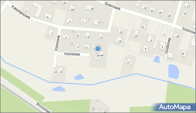 Brzozówka, Klonowa, 17, mapa Brzozówka