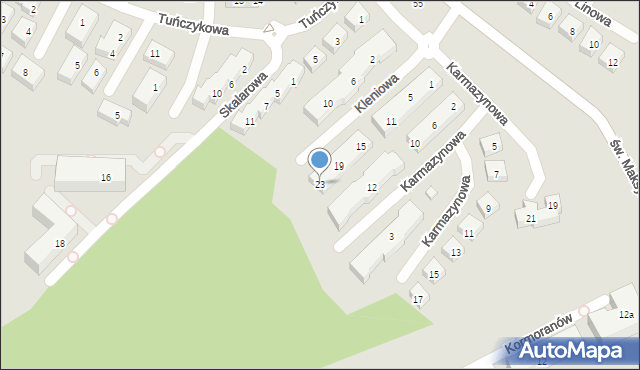 Bydgoszcz, Kleniowa, 23, mapa Bydgoszczy