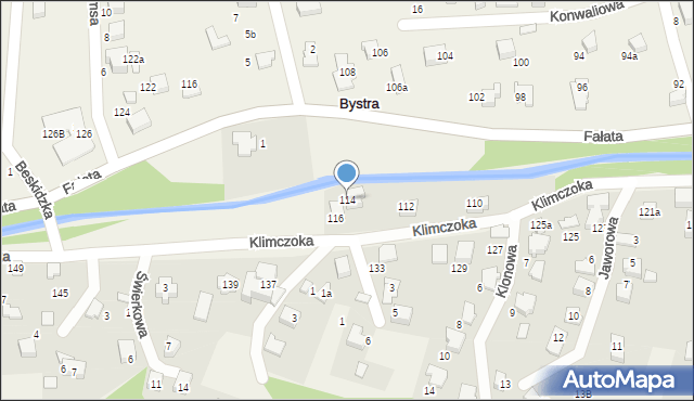 Bystra, Klimczoka, 114, mapa Bystra
