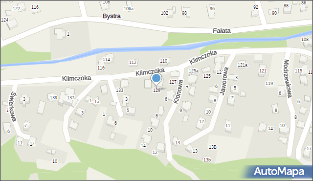Bystra, Klimczoka, 129, mapa Bystra
