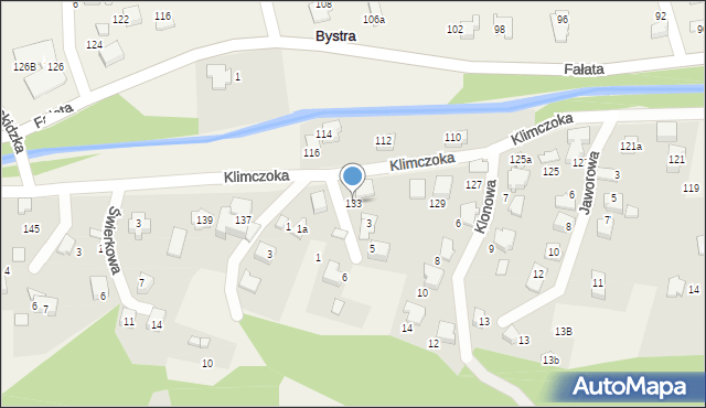 Bystra, Klimczoka, 133, mapa Bystra
