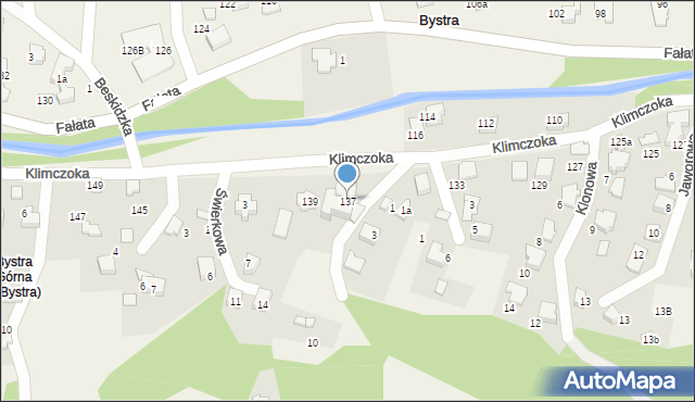 Bystra, Klimczoka, 137, mapa Bystra