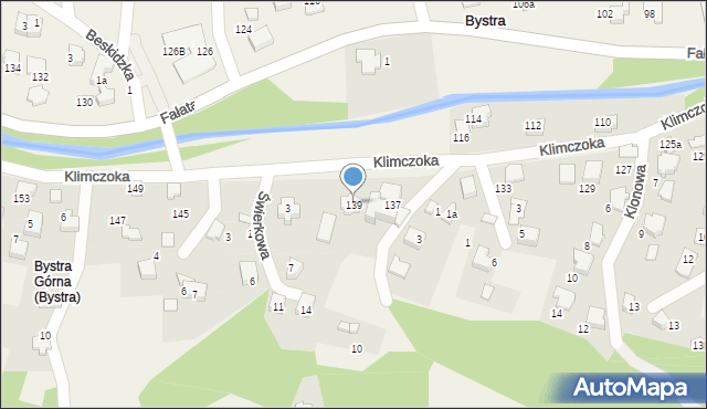 Bystra, Klimczoka, 139, mapa Bystra