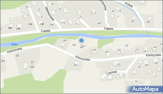 Bystra, Klimczoka, 142, mapa Bystra