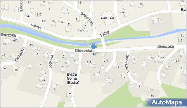 Bystra, Klimczoka, 149, mapa Bystra