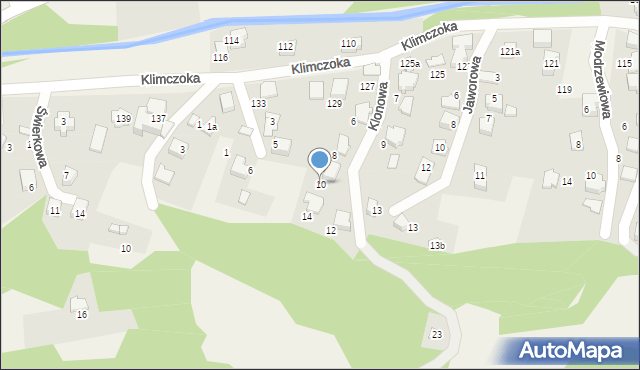 Bystra, Klonowa, 10, mapa Bystra