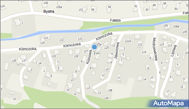 Bystra, Klonowa, 7, mapa Bystra