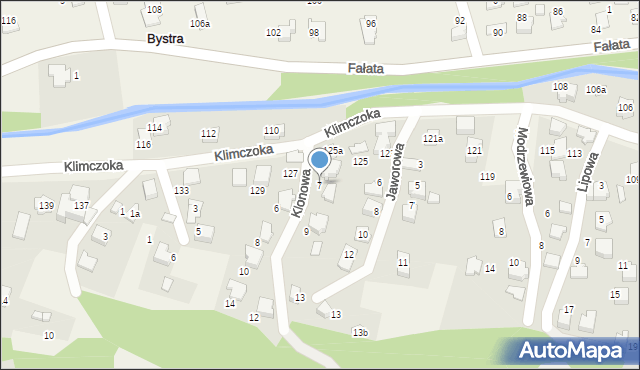 Bystra, Klonowa, 7, mapa Bystra