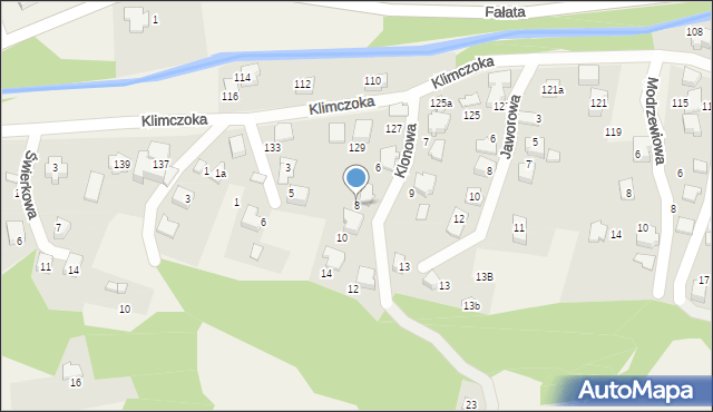 Bystra, Klonowa, 8, mapa Bystra