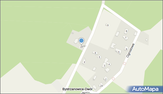 Bystrzanowice-Dwór, Klonowa, 13, mapa Bystrzanowice-Dwór