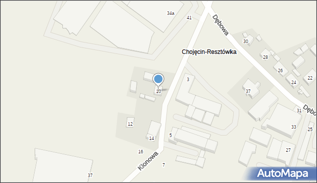 Chojęcin, Klonowa, 10, mapa Chojęcin