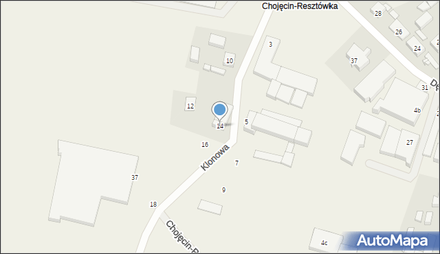 Chojęcin, Klonowa, 14, mapa Chojęcin