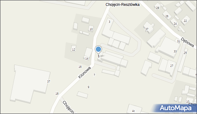 Chojęcin, Klonowa, 5, mapa Chojęcin