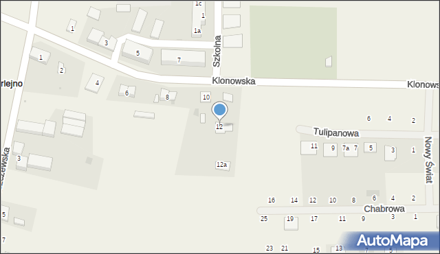 Czerlejno, Klonowska, 12, mapa Czerlejno