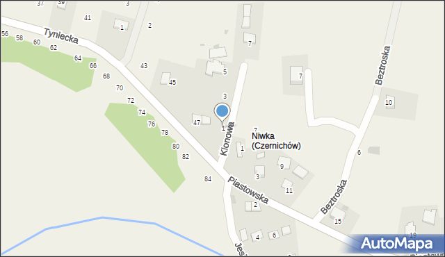 Czernichów, Klonowa, 1, mapa Czernichów